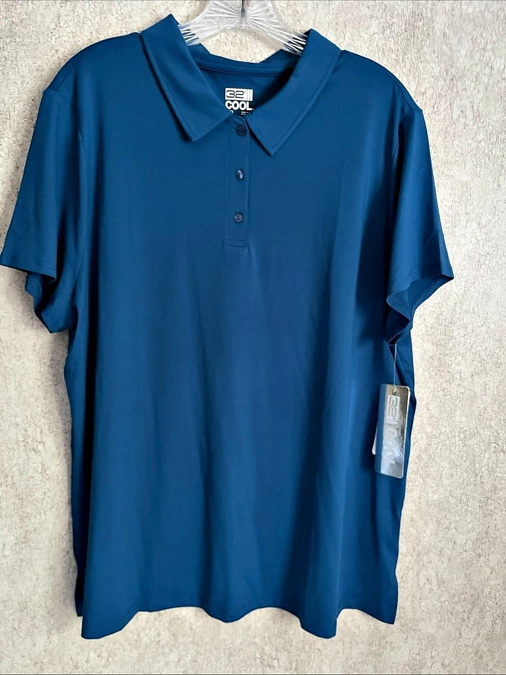 32 Degree Cool Teal Blue Short Sleeve Polo Shirt Casual Outdoor Women’s XXL NWT